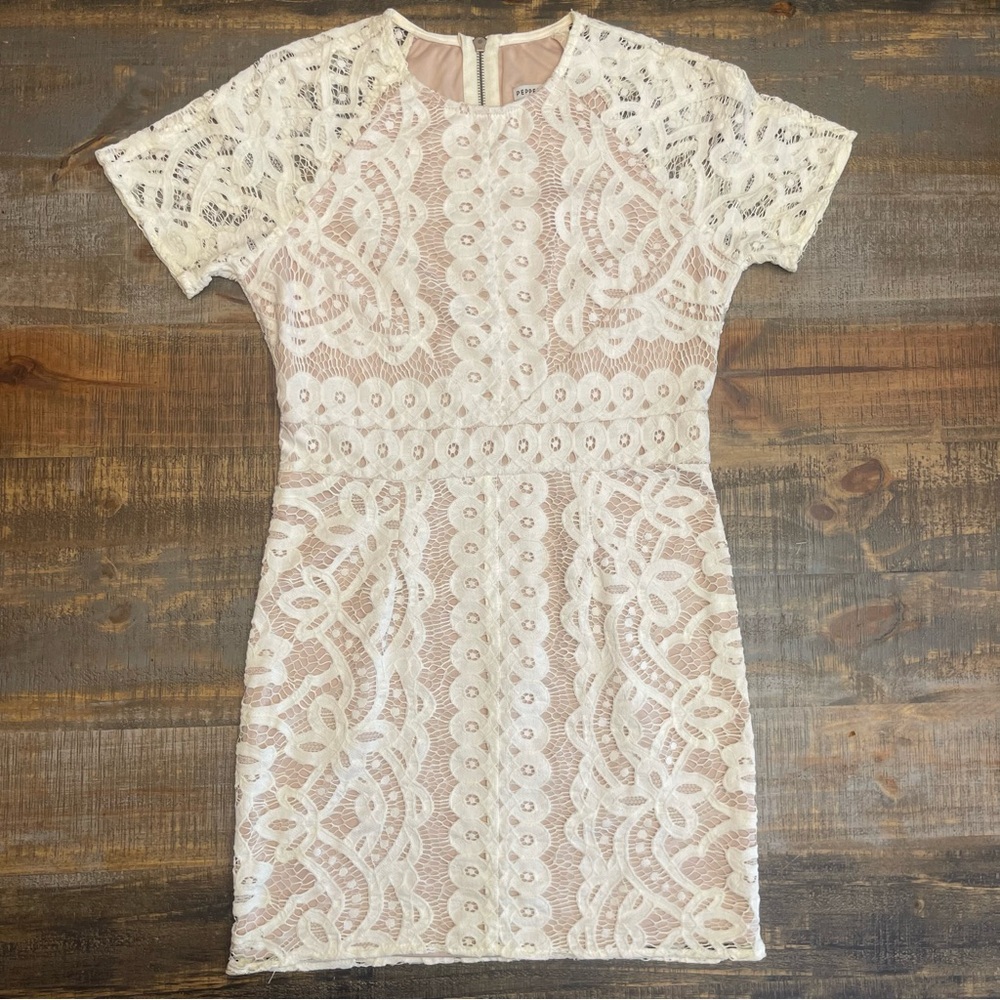 Peppermayo White lace short sleeve mini Dress